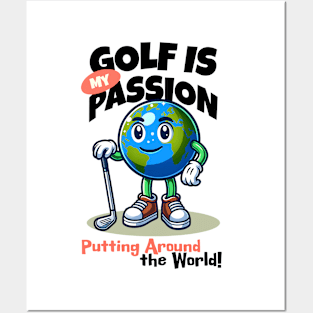 Planet Earth Playing Golf Posters and Art